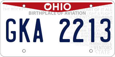 OH license plate GKA2213