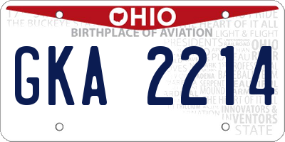 OH license plate GKA2214