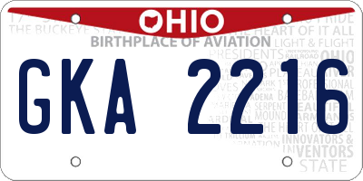 OH license plate GKA2216