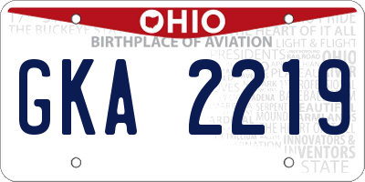 OH license plate GKA2219