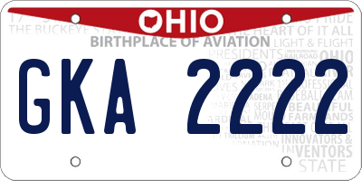 OH license plate GKA2222