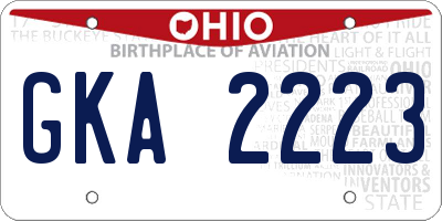 OH license plate GKA2223