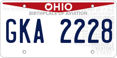 OH license plate GKA2228