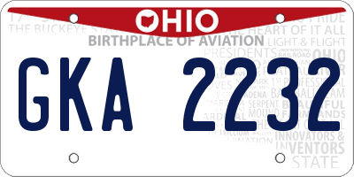 OH license plate GKA2232