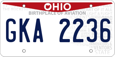 OH license plate GKA2236