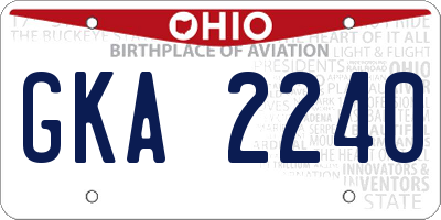 OH license plate GKA2240