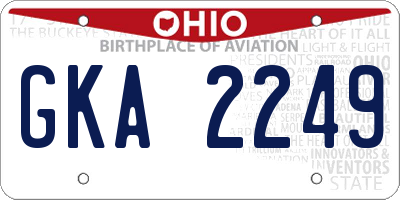 OH license plate GKA2249