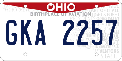 OH license plate GKA2257