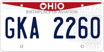 OH license plate GKA2260
