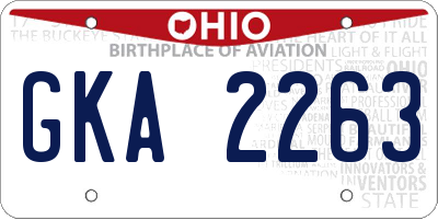 OH license plate GKA2263