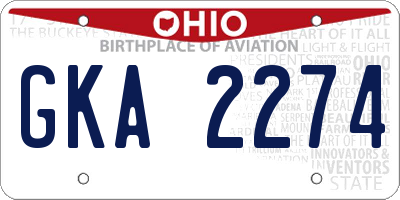 OH license plate GKA2274
