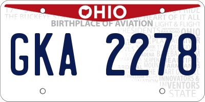 OH license plate GKA2278