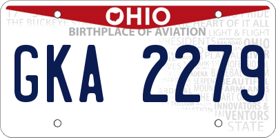OH license plate GKA2279
