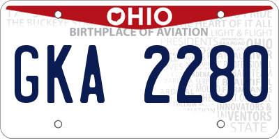 OH license plate GKA2280