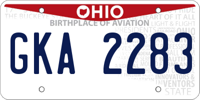 OH license plate GKA2283