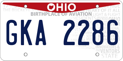 OH license plate GKA2286
