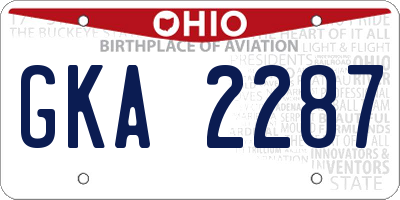 OH license plate GKA2287