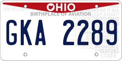 OH license plate GKA2289