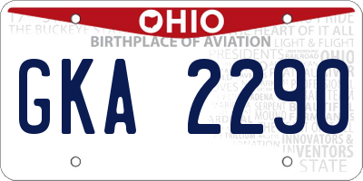OH license plate GKA2290