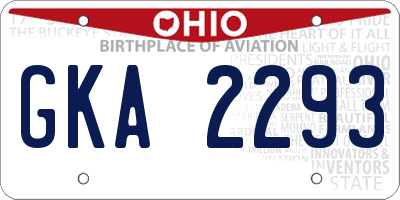 OH license plate GKA2293