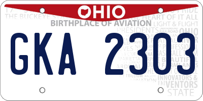 OH license plate GKA2303