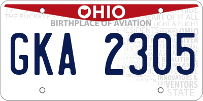 OH license plate GKA2305