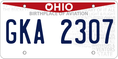 OH license plate GKA2307