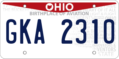 OH license plate GKA2310