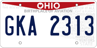 OH license plate GKA2313