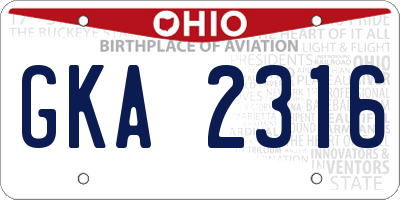 OH license plate GKA2316