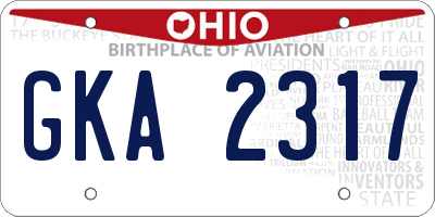 OH license plate GKA2317