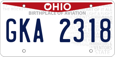OH license plate GKA2318