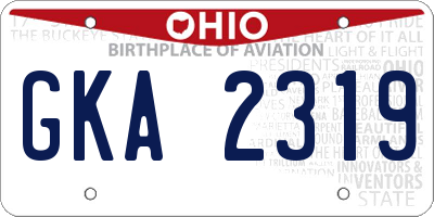 OH license plate GKA2319