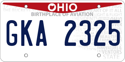 OH license plate GKA2325