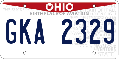 OH license plate GKA2329