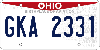 OH license plate GKA2331