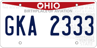 OH license plate GKA2333