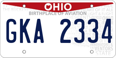 OH license plate GKA2334