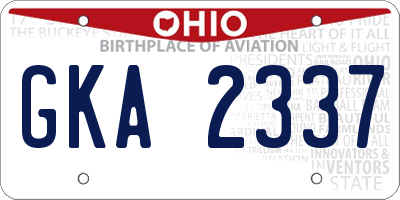 OH license plate GKA2337