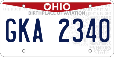 OH license plate GKA2340