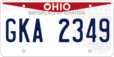 OH license plate GKA2349