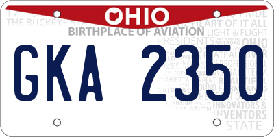 OH license plate GKA2350