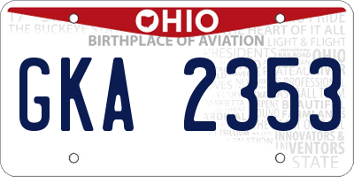 OH license plate GKA2353