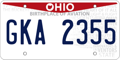 OH license plate GKA2355