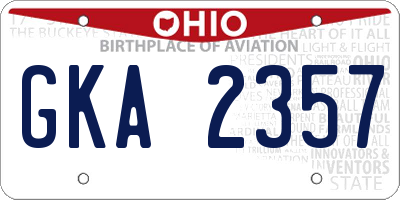 OH license plate GKA2357