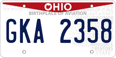 OH license plate GKA2358