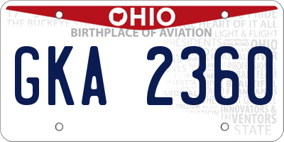 OH license plate GKA2360