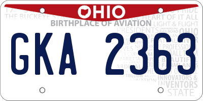 OH license plate GKA2363