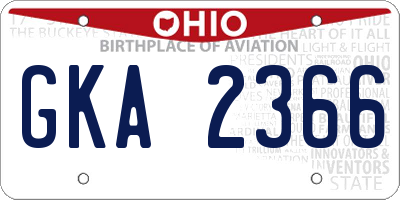 OH license plate GKA2366