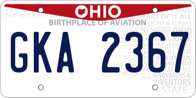 OH license plate GKA2367
